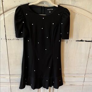 Midnight Doll Black Diamon-Accent Short Sleeve Dress